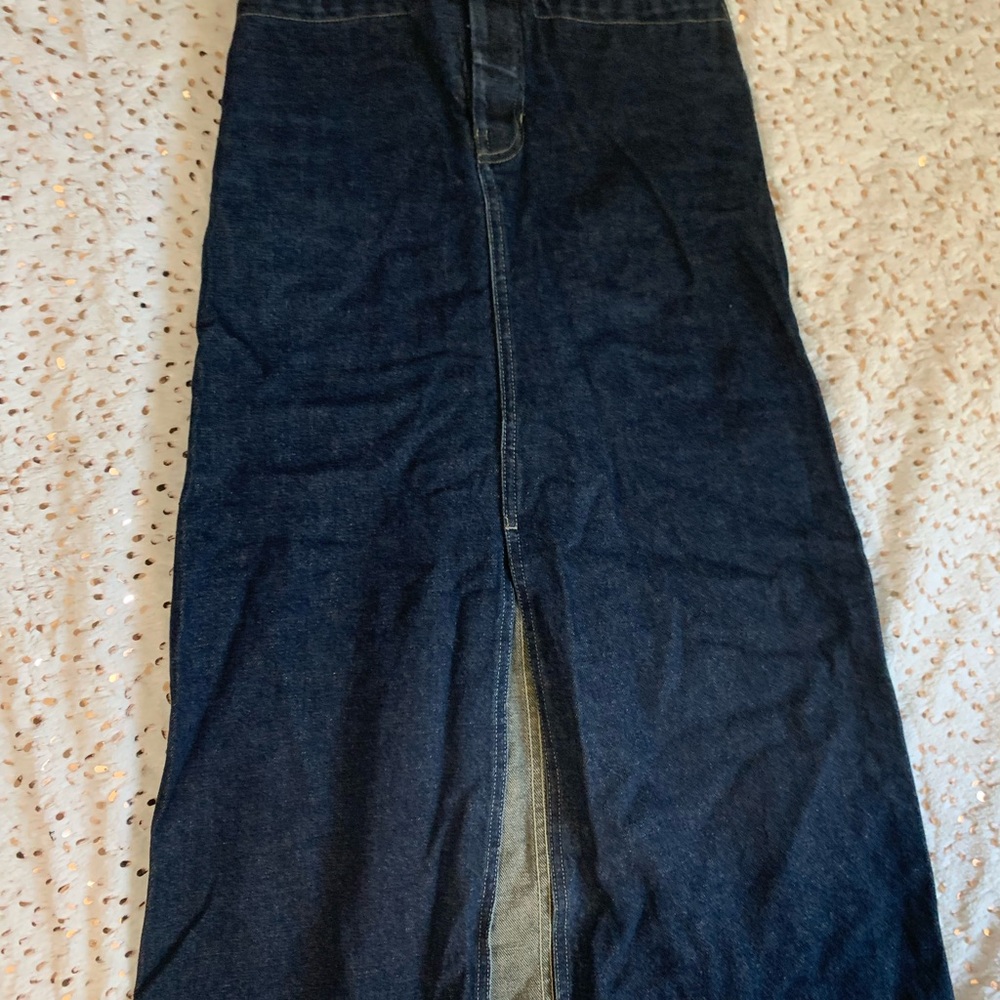 Quicksilver Roxy Jean L Vintage Long Skirt Women’s Ladies Front Slit Denim Maxi